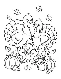 Turkey Family coloring page