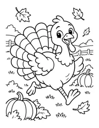 Turkey Running in a Field coloring page