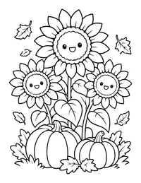 Sunflowers in Autumn coloring page