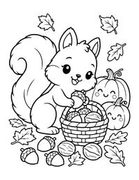 Squirrel Gathering Nuts coloring page