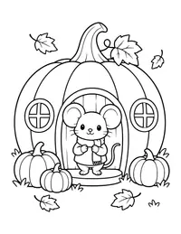 Mouse in a Pumpkin House coloring page