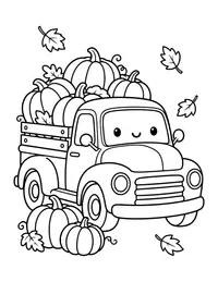 Pickup Truck with Pumpkins coloring page