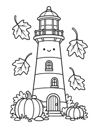 Lighthouse in Autumn coloring page