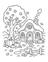 Autumn Village coloring page