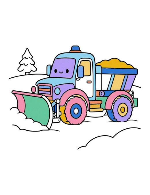 Snow Plow coloring page, colored in