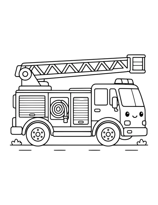 Fire Truck with Ladder coloring page