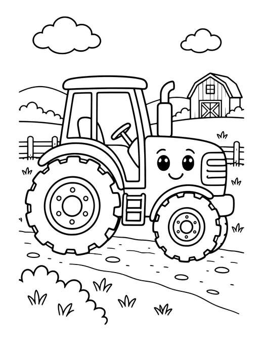 Tractor on the Farm coloring page