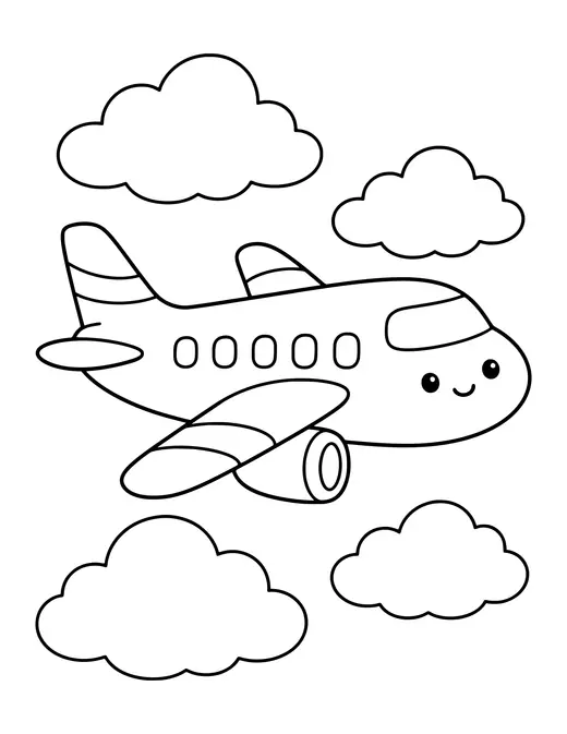 Airplane in the Clouds coloring page