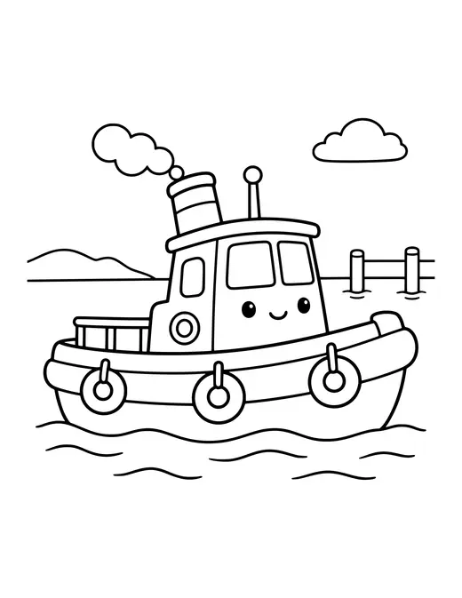 Tugboat coloring page