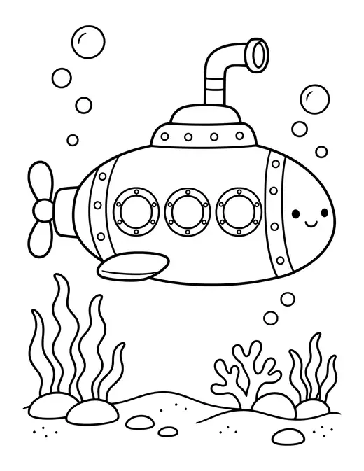 Submarine coloring page