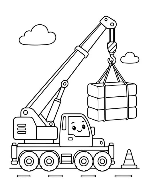 Crane Lifting Blocks coloring page