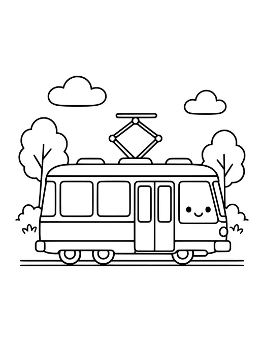 Tram coloring page