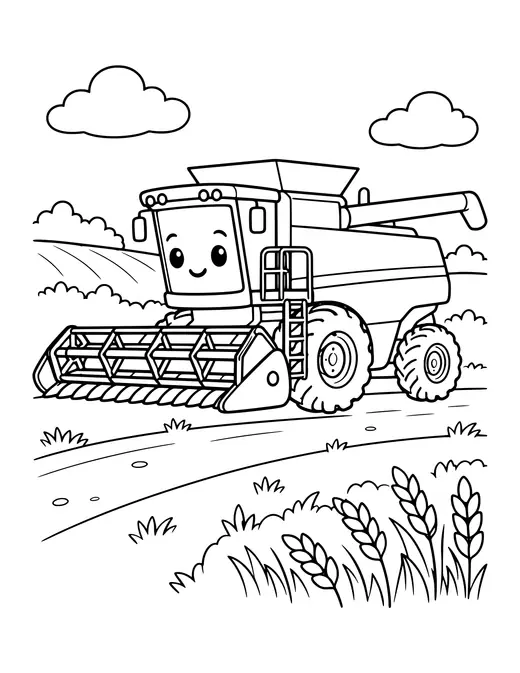 Combine Harvester coloring page