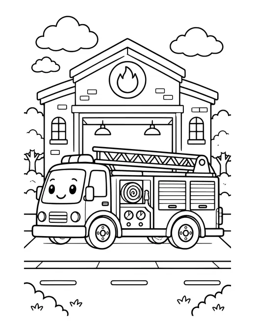Fire Engine Station coloring page