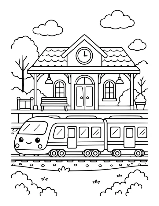 Train Station coloring page