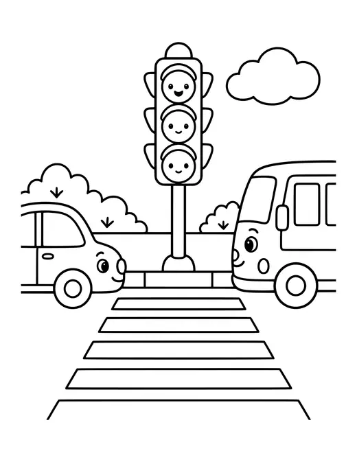 Traffic Lights Crossing coloring page