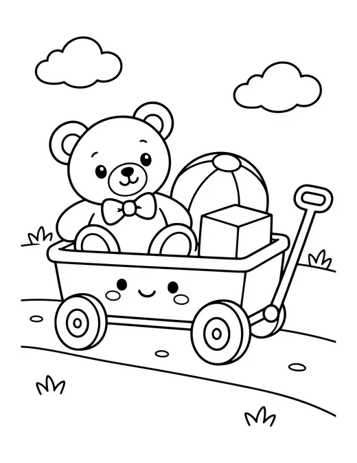 Wagon with Toys coloring page