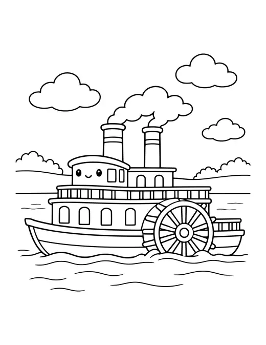 Paddle Steamer coloring page