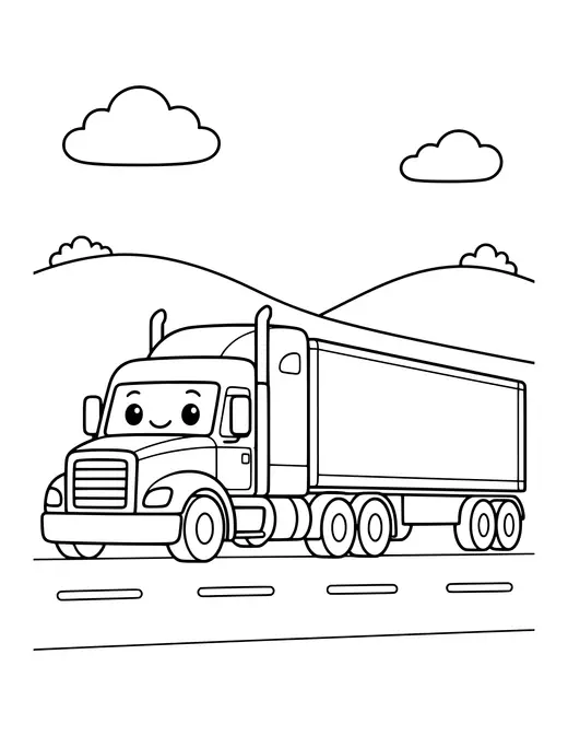 Big Rig Semi Truck coloring page