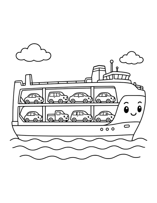 Car Transporter Ship coloring page