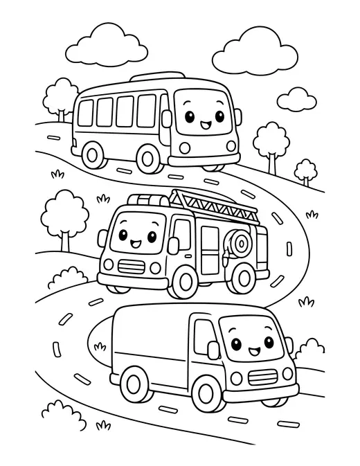 Vehicle Parade coloring page