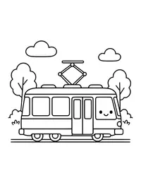 Tram coloring page