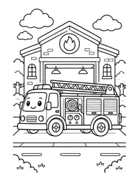 Fire Engine Station coloring page