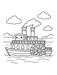 Paddle Steamer coloring page