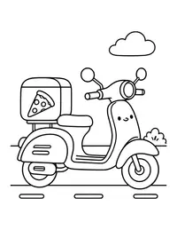 Pizza Delivery Scooter coloring page