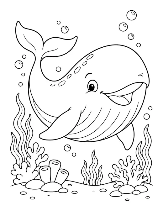 Smiling Whale coloring page