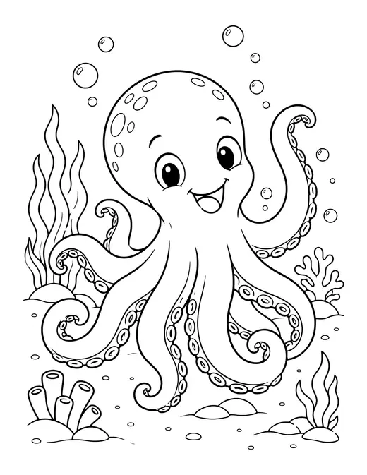 Octopus Waving coloring page