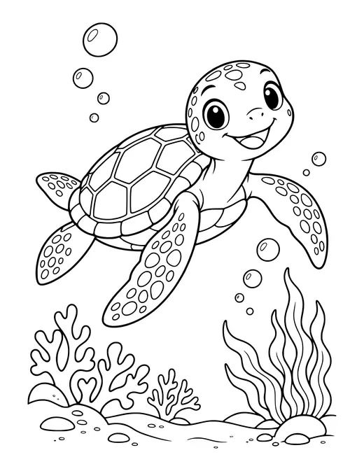 Sea Turtle Swimming coloring page