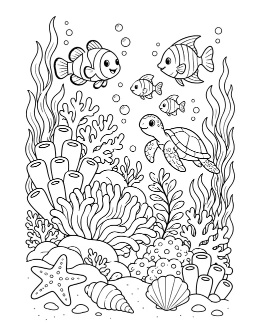 Coral Reef Garden coloring page