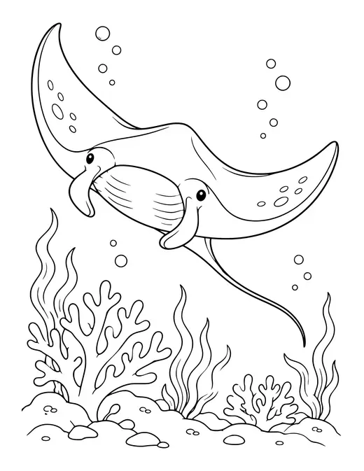 Manta Ray Gliding coloring page