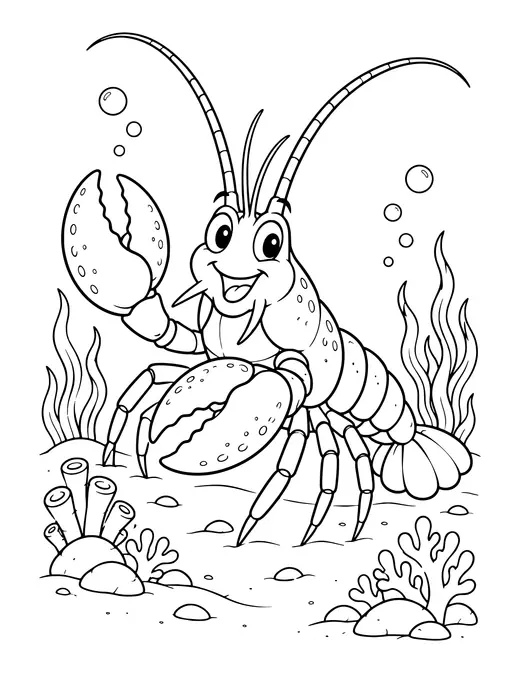 Lobster on the Seafloor coloring page