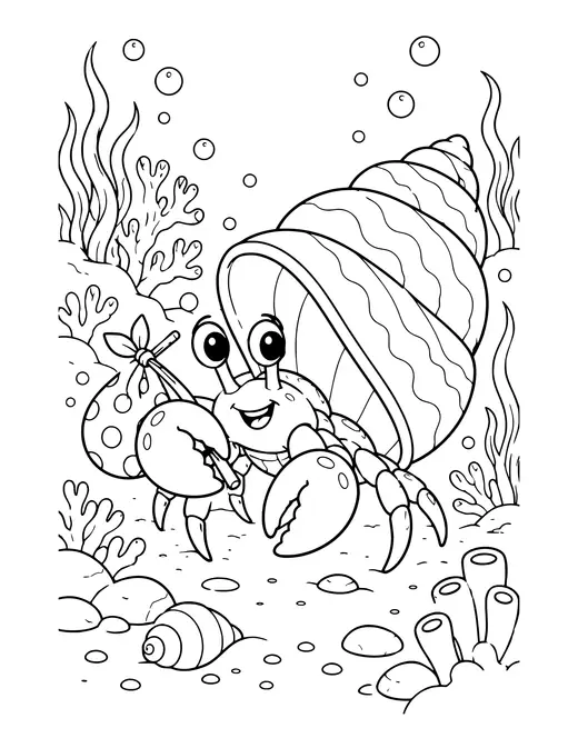 Hermit Crab Moving House coloring page