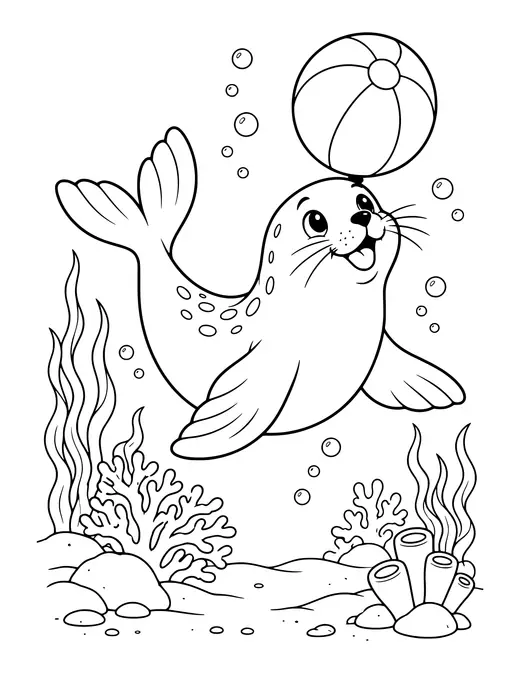 Seal Playing with a Ball coloring page