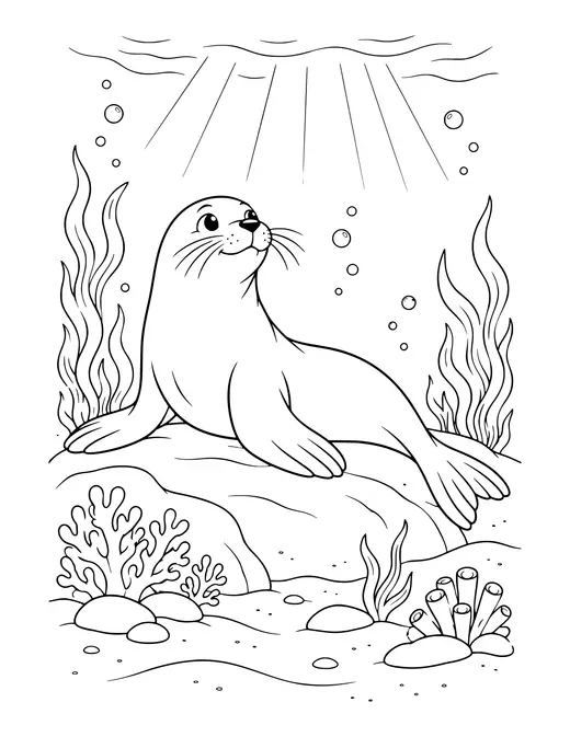 Sea Lion Sunbathing coloring page