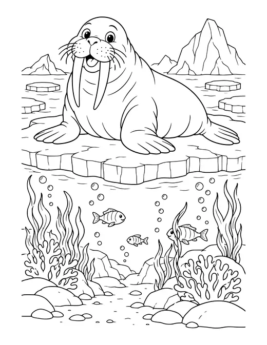 Walrus on the Ice coloring page