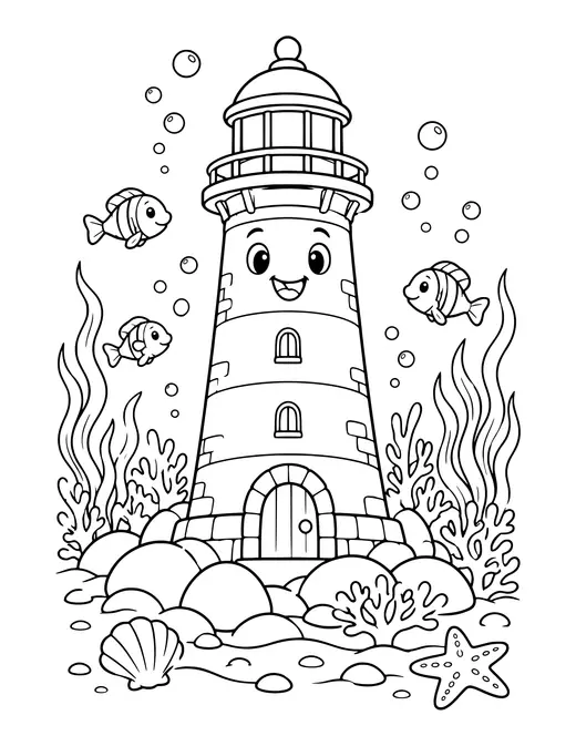 Lighthouse by the Sea coloring page