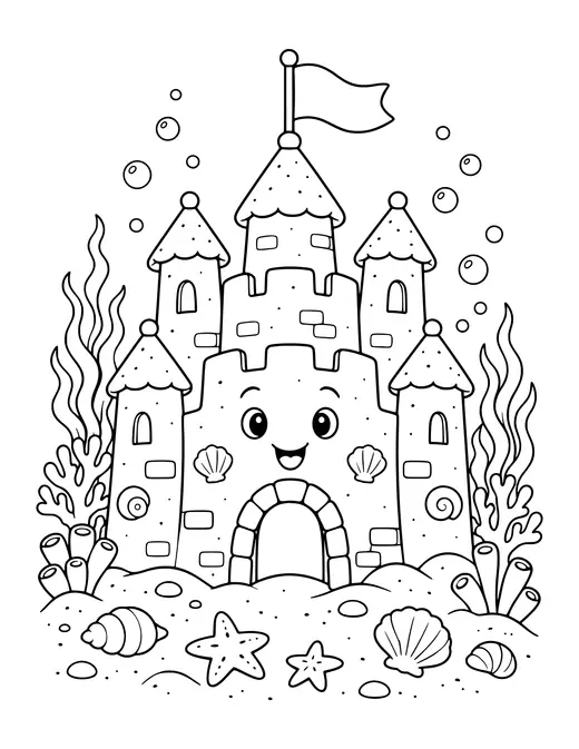 Beach Sandcastle coloring page