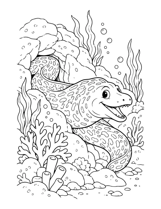 Moray Eel in Rocks coloring page
