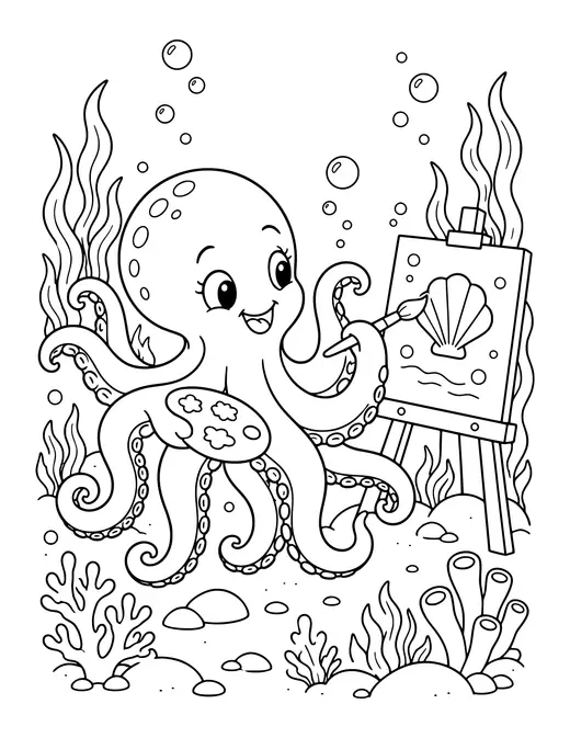 Octopus Painting coloring page
