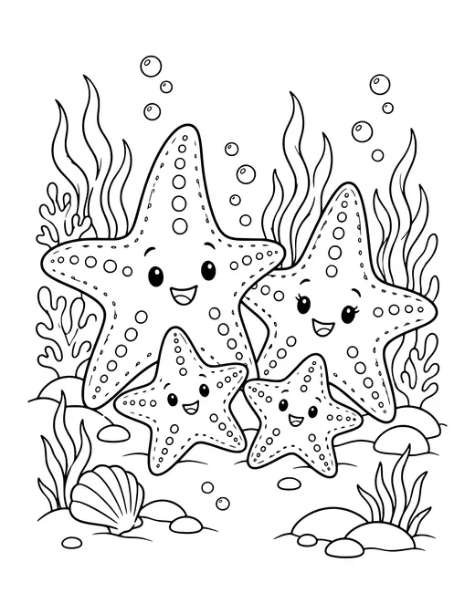 Starfish Family coloring page