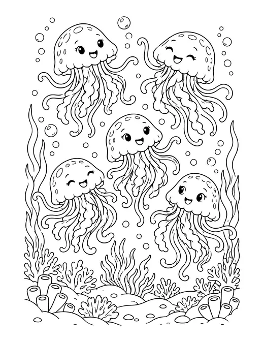 Jellyfish Dance coloring page