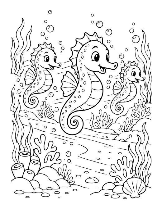 Seahorse Racing coloring page