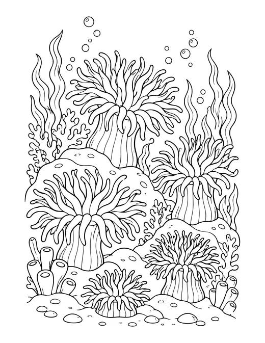 Sea Anemone Field coloring page
