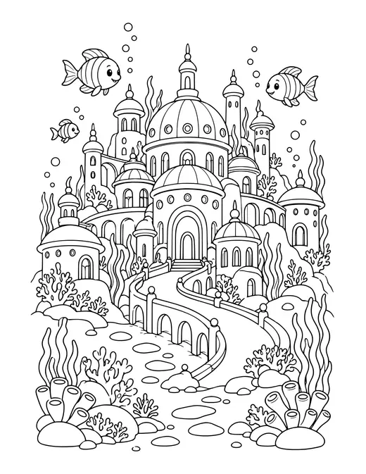 Underwater City coloring page