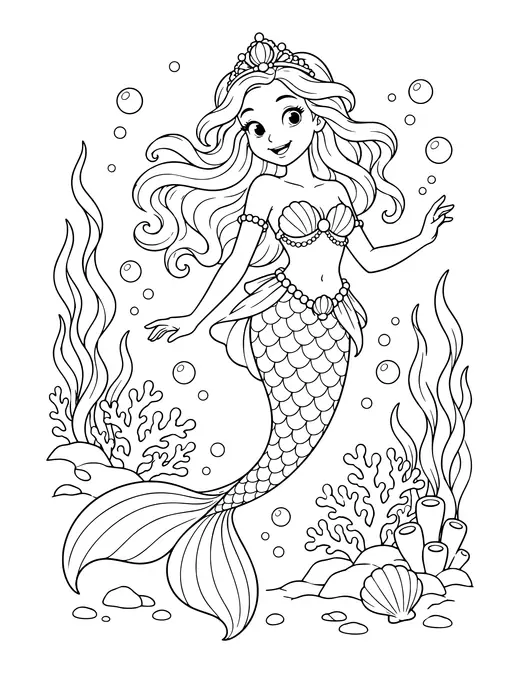 Mermaid Princess coloring page