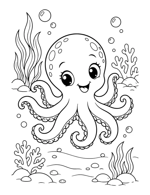 Baby Octopus coloring page